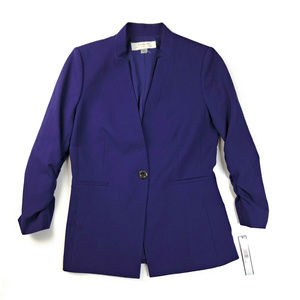 Tahari ASL Grape Purple Ruched Sleeve Blazer NWT